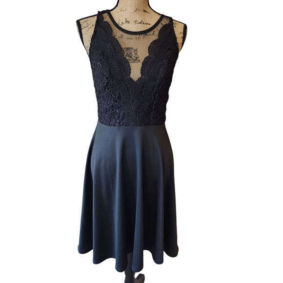 NWT Grace Karin Elegant Black Lace Top Mini Dress - Medium - Picture 4 of 11